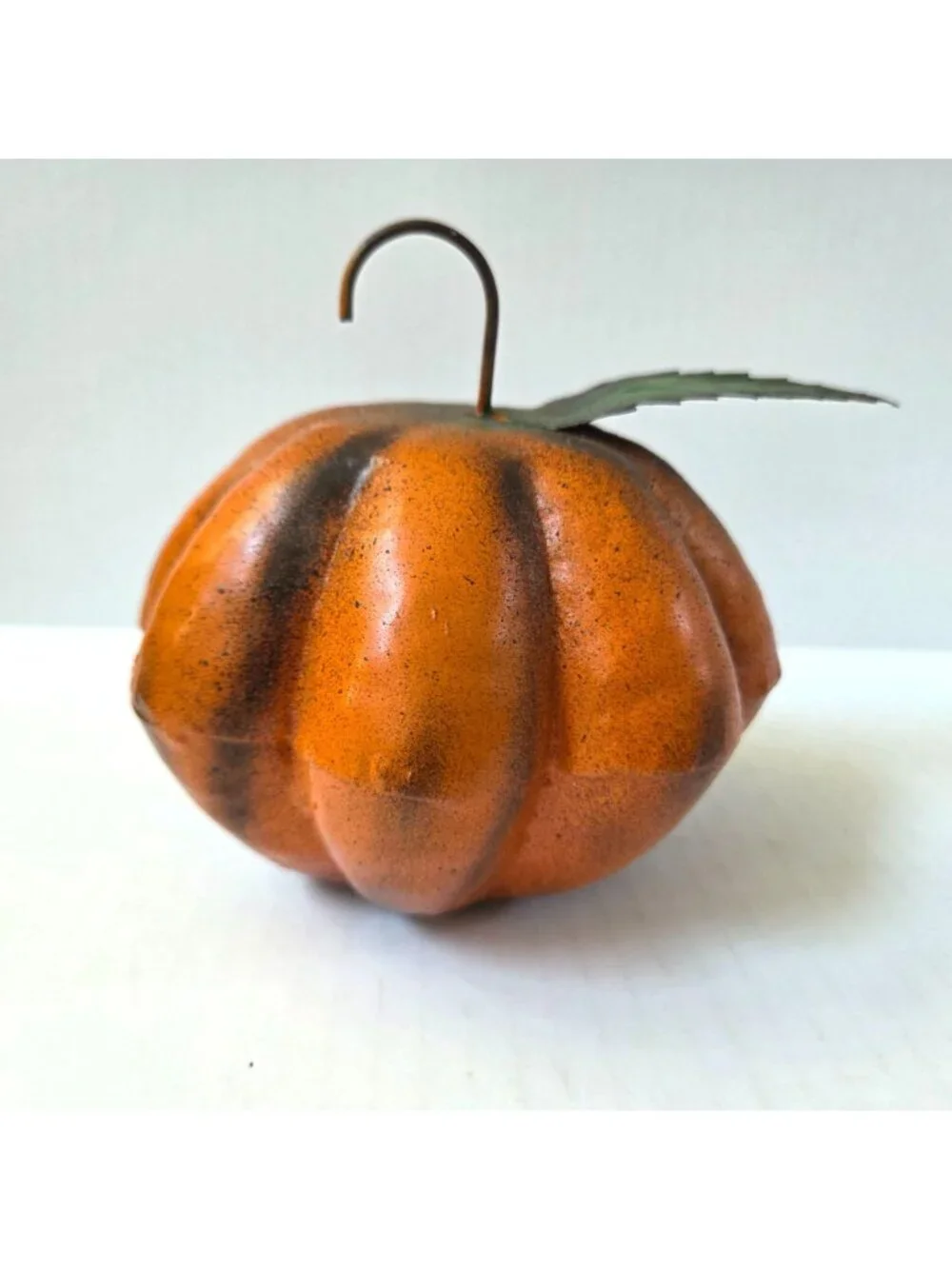 Folk Art Hand Painted Metal Halloween Decor Pumpkin Jack O Lantern Nancy Capuano